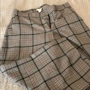 Brown Plaid Cropped Wide Leg Trouser